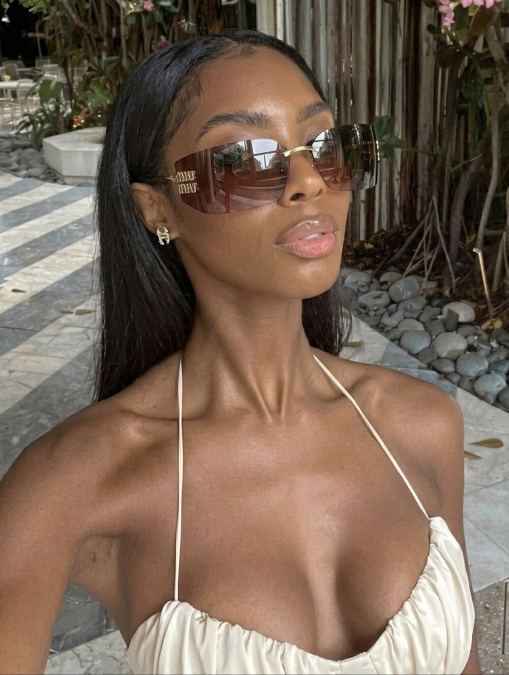 🔥NEW‼️💖✨ MIU MIU ✨ Y2K Frameless Sunglasses in Brown and Gold